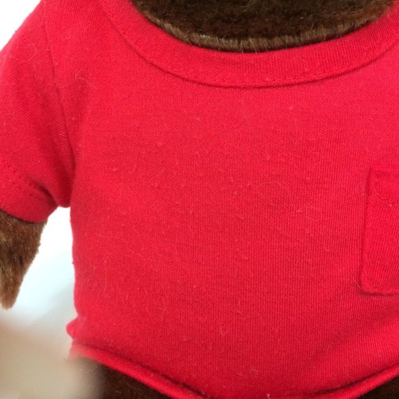 Build A Bear Monkey Plush Brown 18" Stuffed Animal Smiling Chimp Ape & Red Shirt - Picture 4 of 10